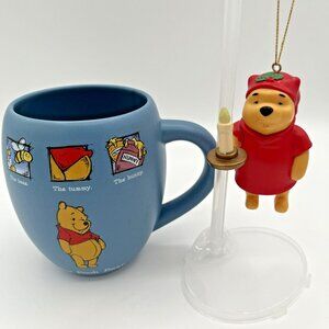 The Disney Store Winnie THE POOH BEAR Mug Cup Hunny Bees & Christmas Ornament